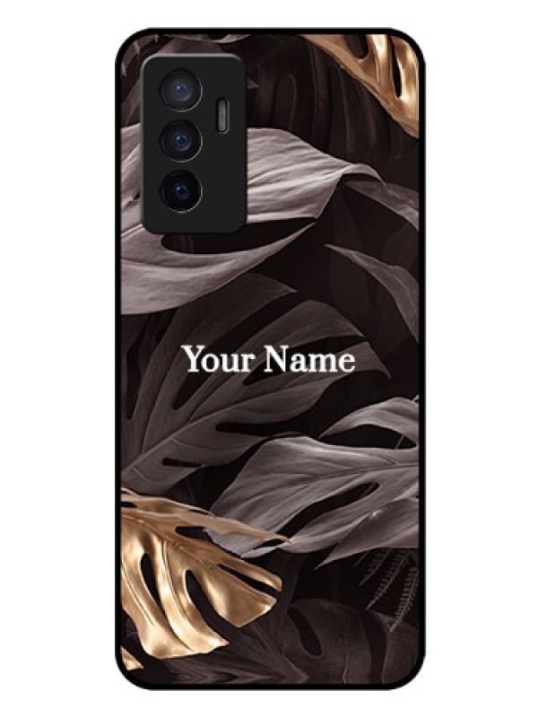 Custom Vivo Y75 4G Personalised Glass Phone Case - Wild Leaves digital paint Design