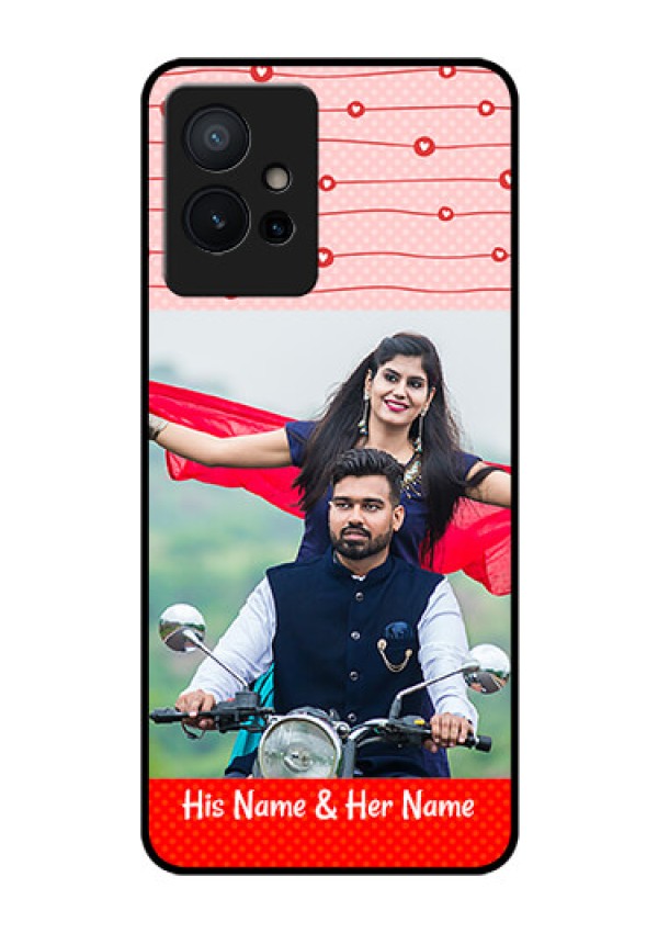 Vivo Y75 5G Personalized Glass Phone Case - Red Pattern Case Design