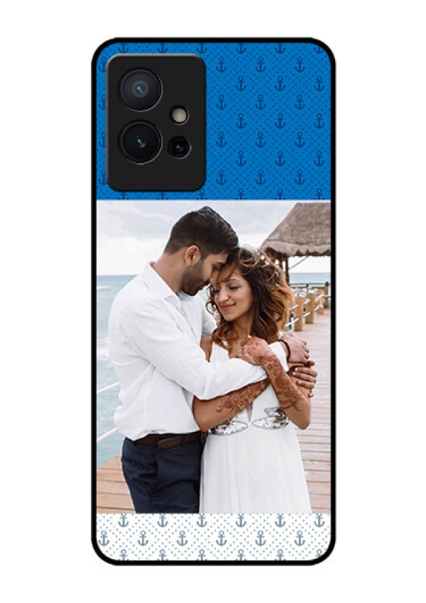 Vivo Y75 5G Photo Printing on Glass Case - Blue Anchors Design