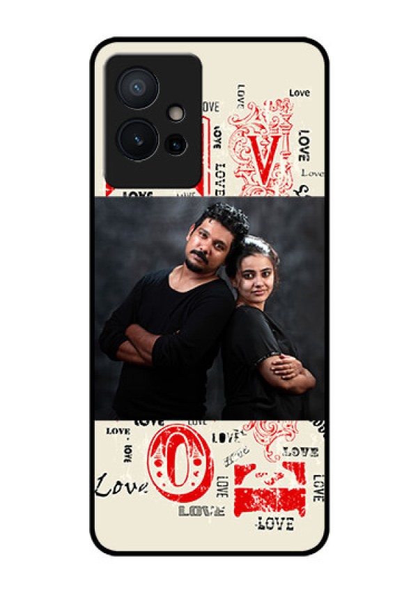 Vivo Y75 5G Photo Printing on Glass Case - Trendy Love Design Case