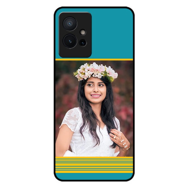 Vivo Y75 5G Custom Glass Phone Case - Yellow & Blue Design