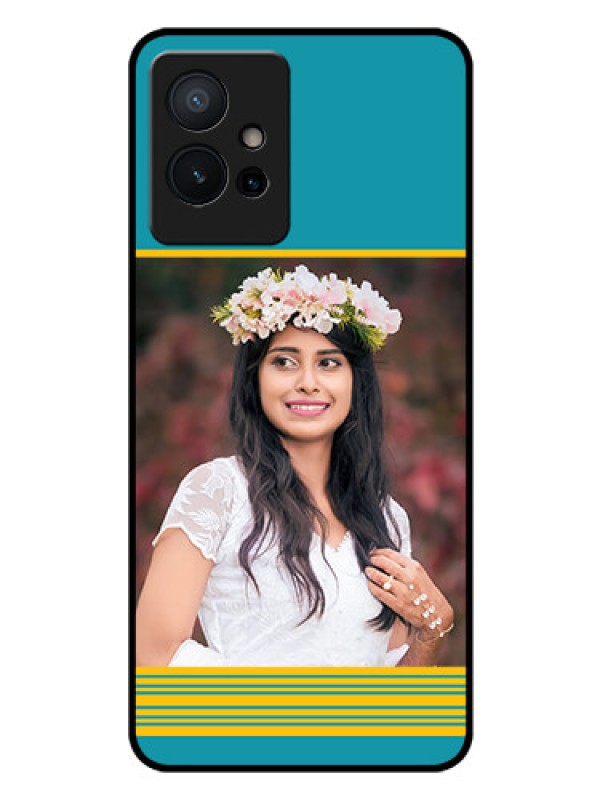 Custom Vivo Y75 5G Custom Glass Phone Case - Yellow & Blue Design