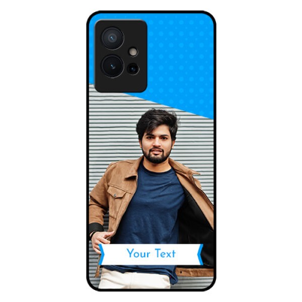 Vivo Y75 5G Photo Printing on Glass Case - Simple Blue Color Design