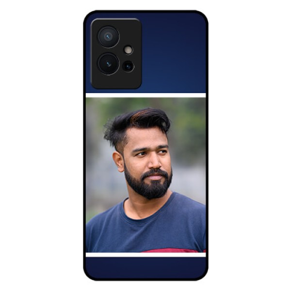 Vivo Y75 5G Personalized Glass Phone Case - Simple Royal Blue Design Vivo Y75 5G Personalized Glass Phone Case - Simple Royal Blue Design