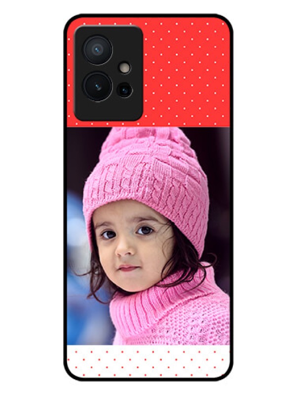 Custom Vivo Y75 5G Photo Printing on Glass Case - Red Pattern Design