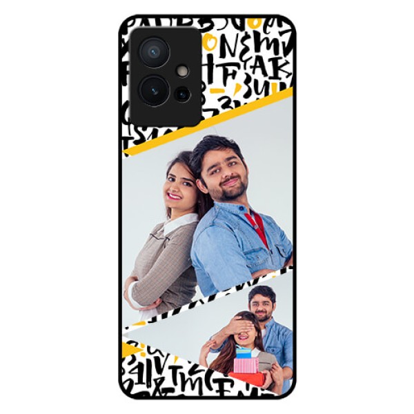 Vivo Y75 5G Custom Glass Mobile Case - Letters Pattern Design