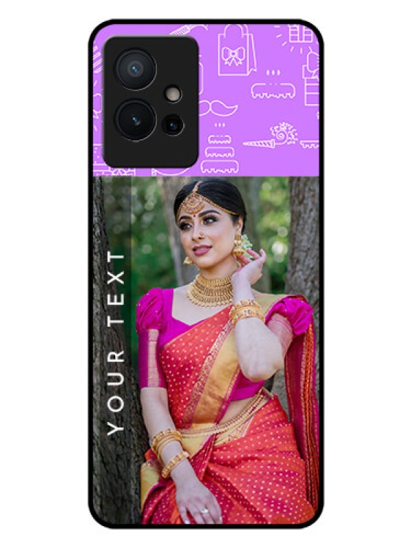 Custom Vivo Y75 5G Custom Glass Mobile Case - Birthday Icons Design