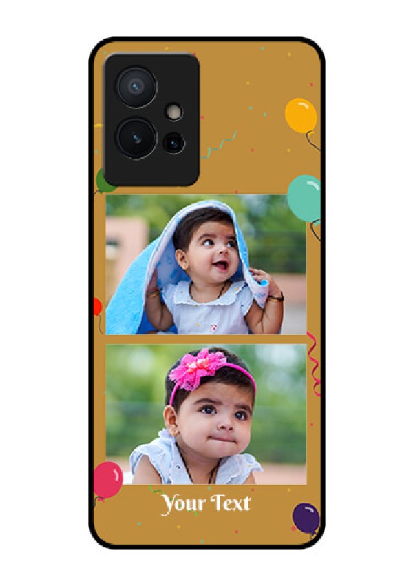 Vivo Y75 5G Personalized Glass Phone Case - Image Holder with Birthday Celebrations Design