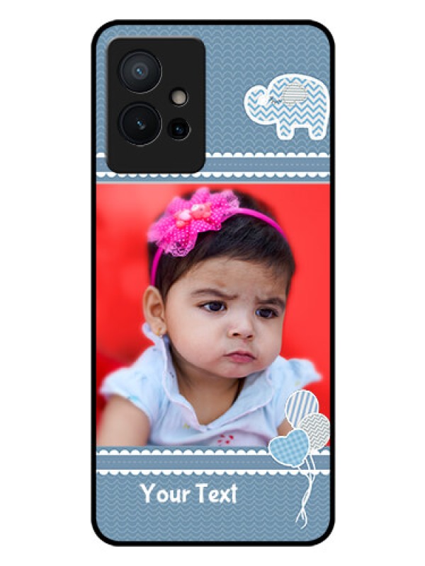 Custom Vivo Y75 5G Photo Printing on Glass Case - with Kids Pattern Design