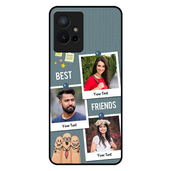 Vivo Y75 5G Personalized Glass Phone Case - Sticky Frames and Friendship Design Vivo Y75 5G Personalized Glass Phone Case - Sticky Frames and Friendship Design