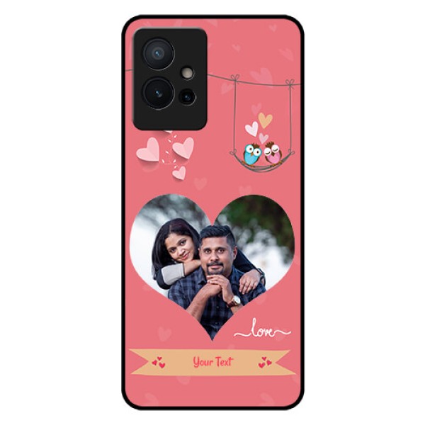 Vivo Y75 5G Personalized Glass Phone Case - Peach Color Love Design Vivo Y75 5G Personalized Glass Phone Case - Peach Color Love Design