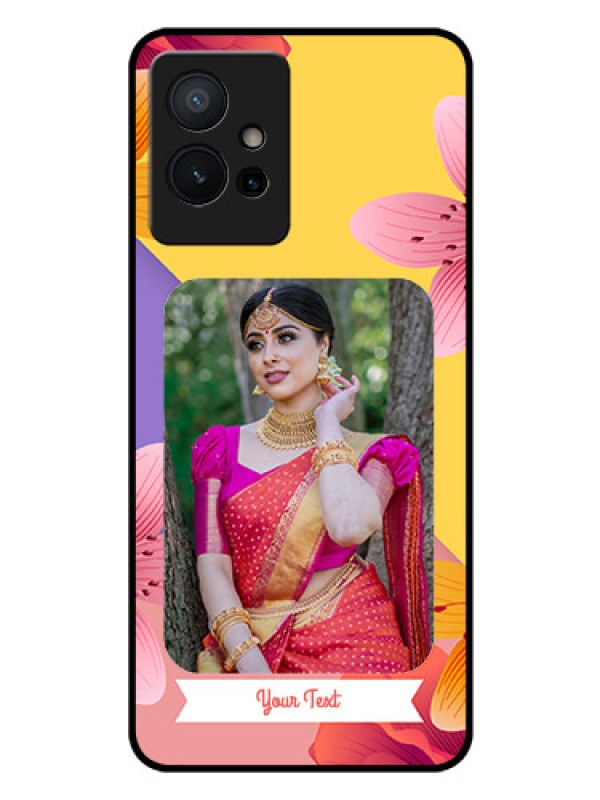 Custom Vivo Y75 5G Custom Glass Mobile Case - 3 Image With Vintage Floral Design