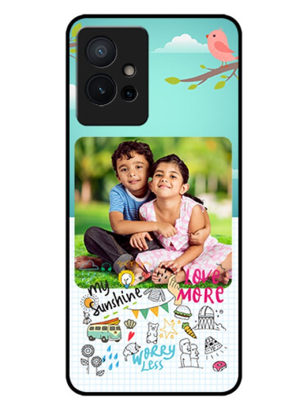 Custom Vivo Y75 5G Photo Printing on Glass Case - Doodle love Design