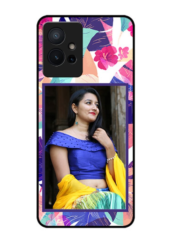 Vivo Y75 5G Custom Glass Mobile Case - Abstract Floral Design