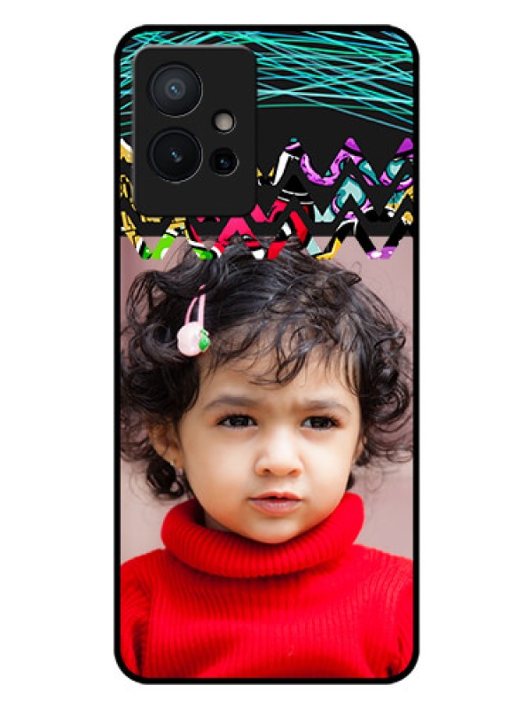 Custom Vivo Y75 5G Personalized Glass Phone Case - Neon Abstract Design