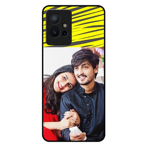 Vivo Y75 5G Photo Printing on Glass Case - Yellow Abstract Design