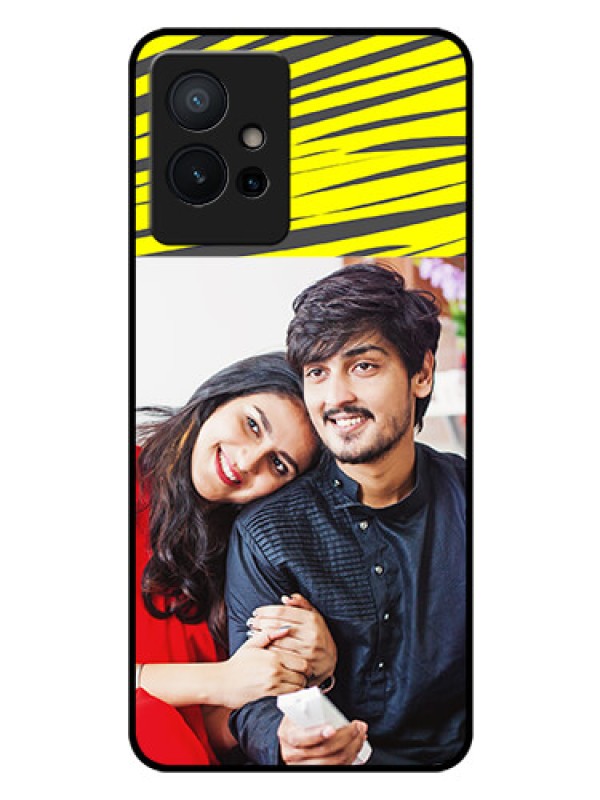Custom Vivo Y75 5G Photo Printing on Glass Case - Yellow Abstract Design