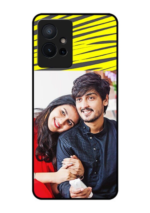 Vivo Y75 5G Photo Printing on Glass Case - Yellow Abstract Design