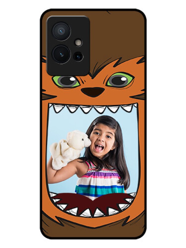 Custom Vivo Y75 5G Photo Printing on Glass Case - Owl Monster Back Case Design