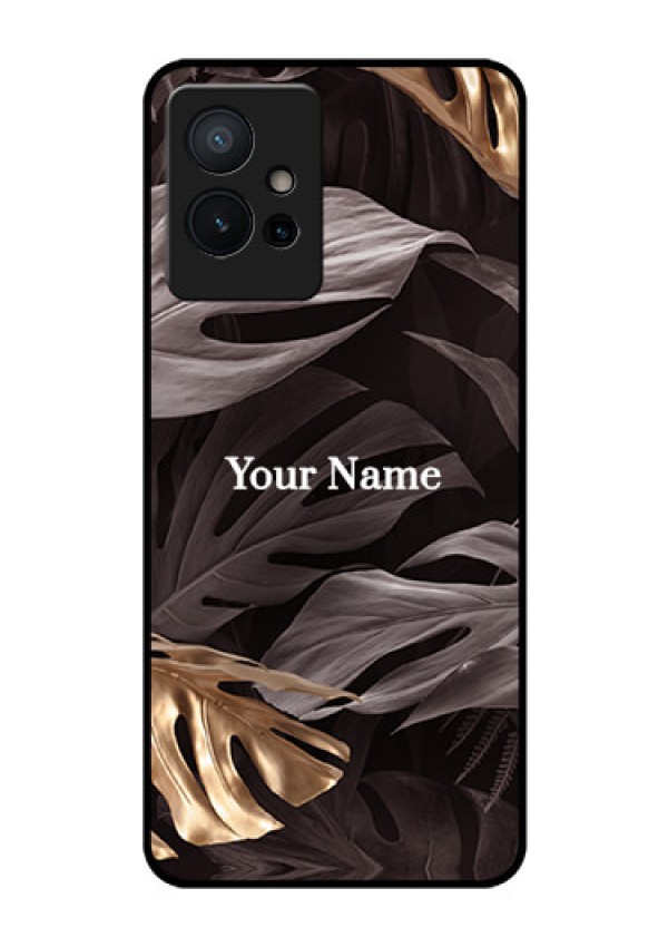 Vivo Y75 5G Personalised Glass Phone Case - Wild Leaves digital paint Design