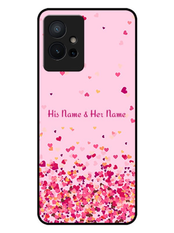 Custom Vivo Y75 5G Photo Printing on Glass Case - Floating Hearts Design