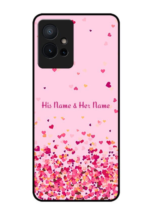 Vivo Y75 5G Photo Printing on Glass Case - Floating Hearts Design