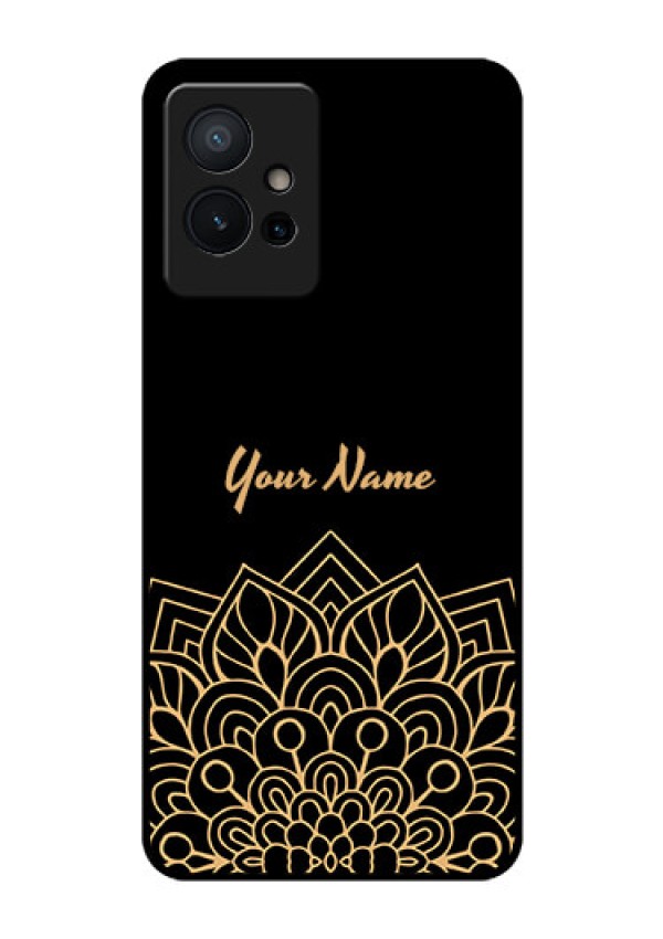 Vivo Y75 5G Custom Glass Phone Case - Golden mandala Design