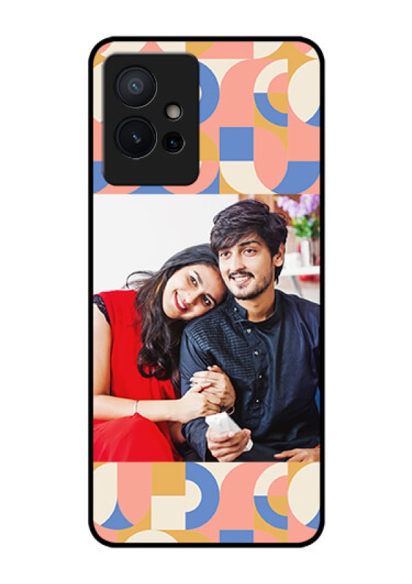 Vivo Y75 5G Photo Printing on Glass Case - Semi-circle Maze Pattern Design