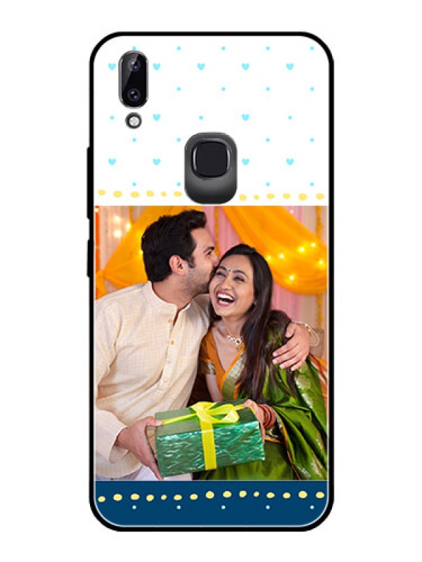 Custom Vivo Y83 Pro Personalized Glass Phone Case  - White and Blue Abstract Design