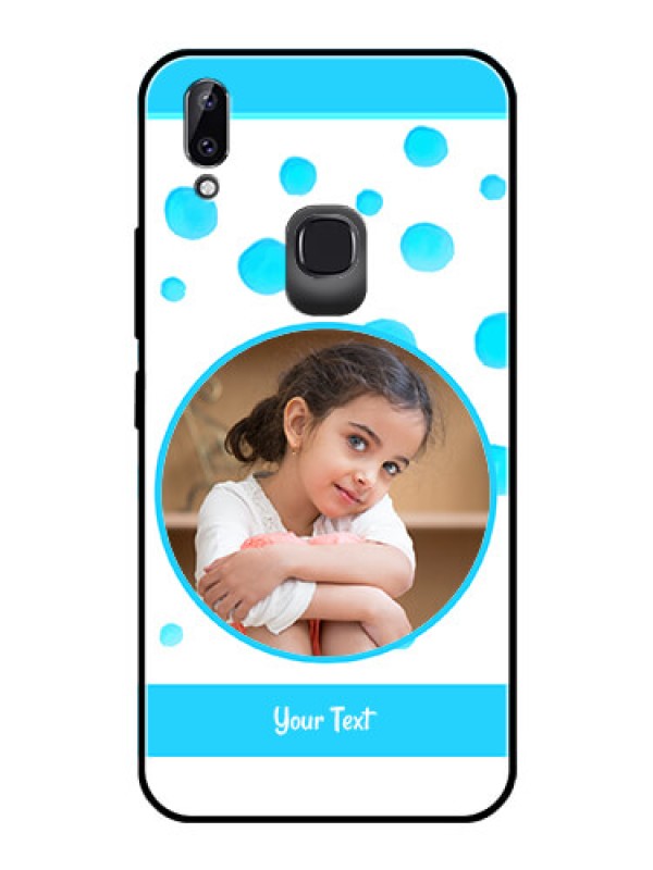 Custom Vivo Y83 Pro Photo Printing on Glass Case  - Blue Bubbles Pattern Design