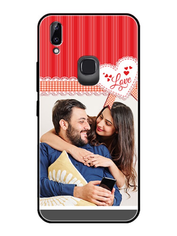 Custom Vivo Y83 Pro Custom Glass Mobile Case  - Red Love Pattern Design