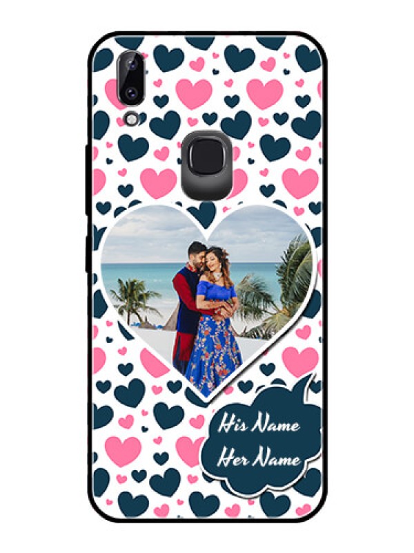 Custom Vivo Y83 Pro Custom Glass Phone Case  - Pink & Blue Heart Design