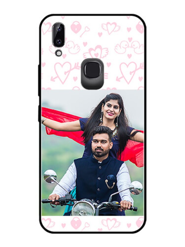 Custom Vivo Y83 Pro Custom Glass Mobile Case  - Pink Flying Heart Design