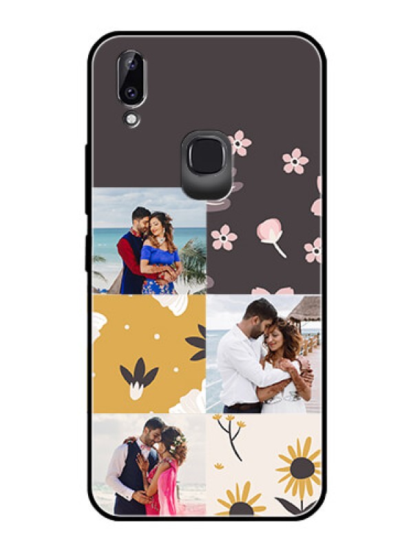 Custom Vivo Y83 Pro Photo Printing on Glass Case  - 3 Images with Floral Design