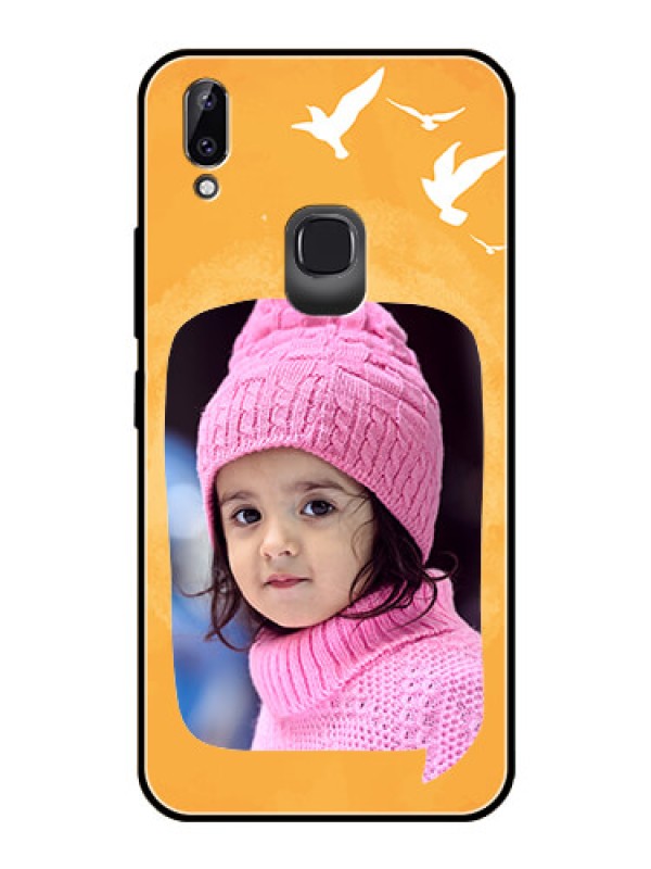 Custom Vivo Y83 Pro Personalized Glass Phone Case  - Water Color Design with Bird Icons