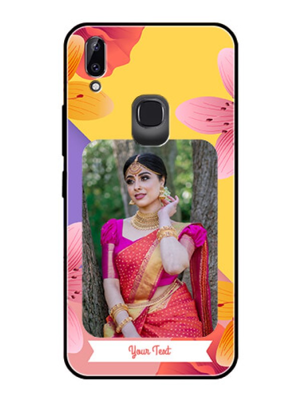 Custom Vivo Y83 Pro Custom Glass Mobile Case  - 3 Image With Vintage Floral Design