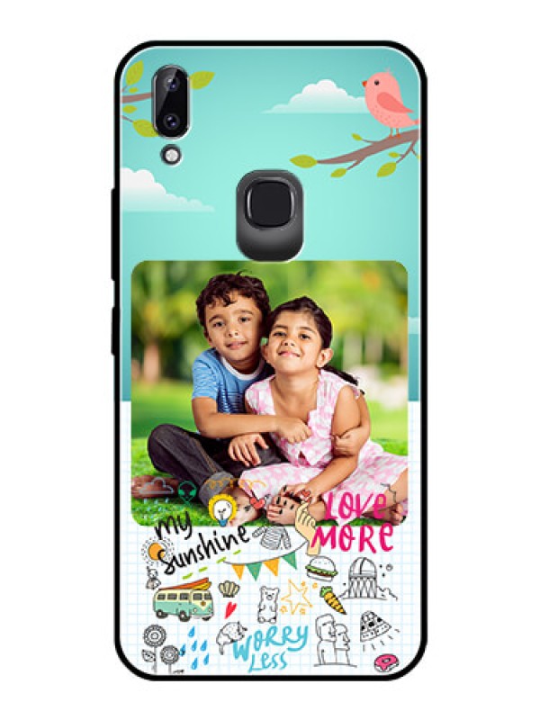 Custom Vivo Y83 Pro Photo Printing on Glass Case  - Doodle love Design