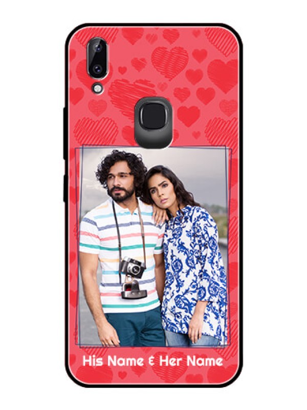 Custom Vivo Y83 Pro Photo Printing on Glass Case  - with Red Heart Symbols Design