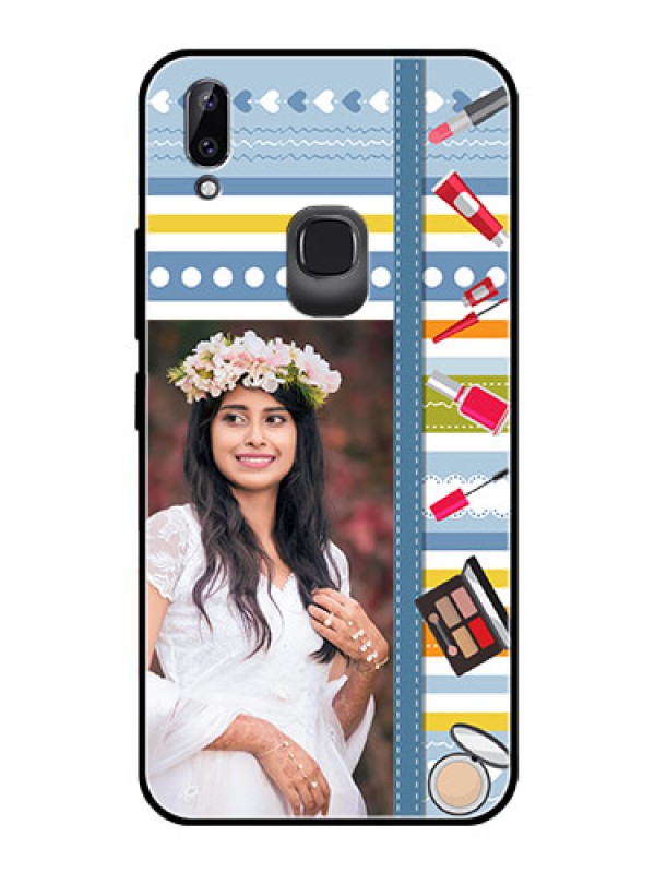 Custom Vivo Y83 Pro Personalized Glass Phone Case  - Makeup Icons Design