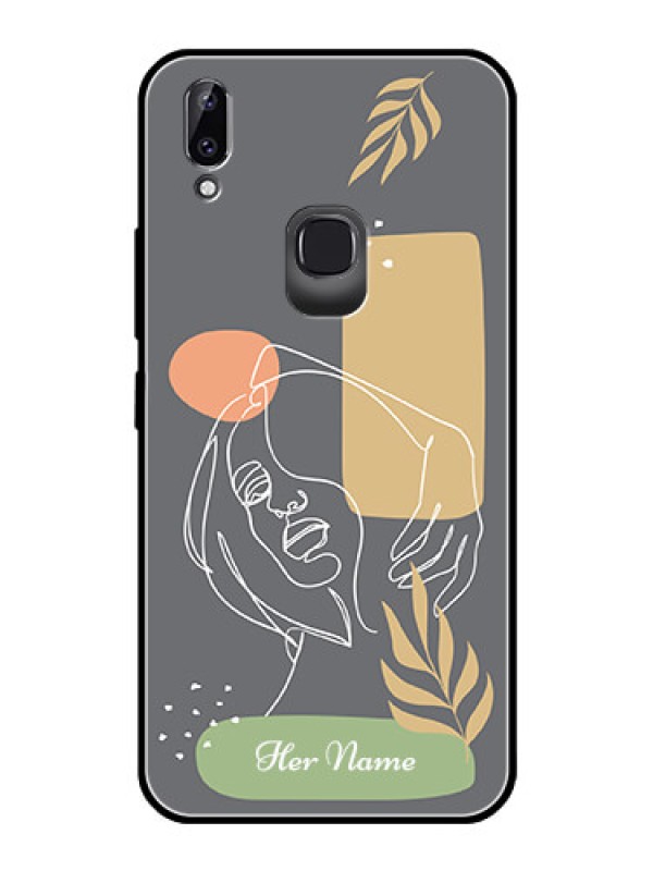 Custom Vivo Y83 Pro Custom Glass Phone Case - Gazing Woman line art Design