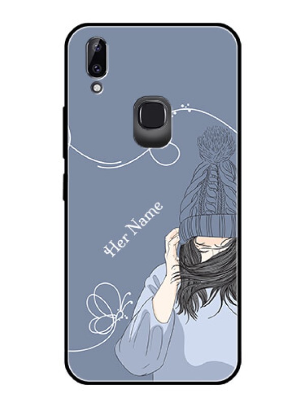 Custom Vivo Y83 Pro Custom Glass Mobile Case - Girl in winter outfit Design