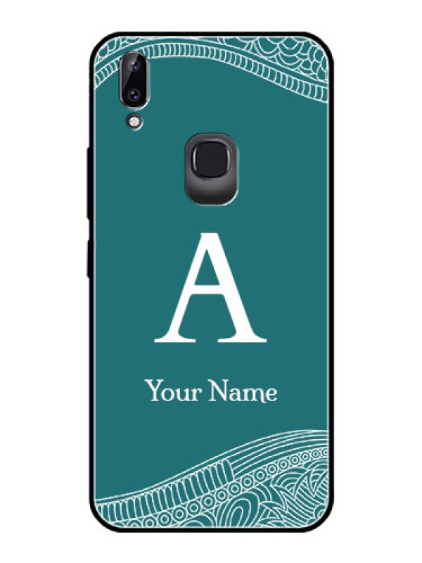 Custom Vivo Y83 Pro Personalized Glass Phone Case - line art pattern with custom name Design