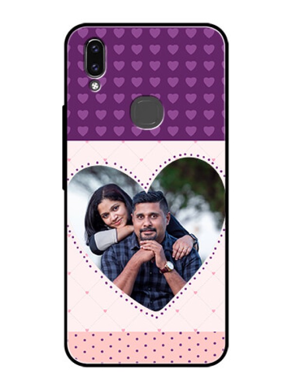 Custom Vivo Y85 Custom Glass Phone Case - Violet Love Dots Design