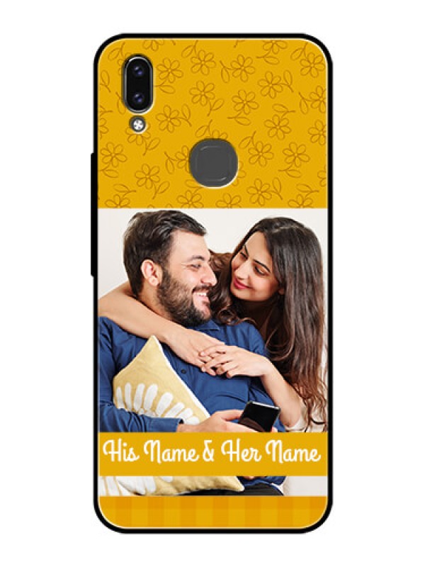 Custom Vivo Y85 Custom Glass Mobile Case - Yellow Floral Design
