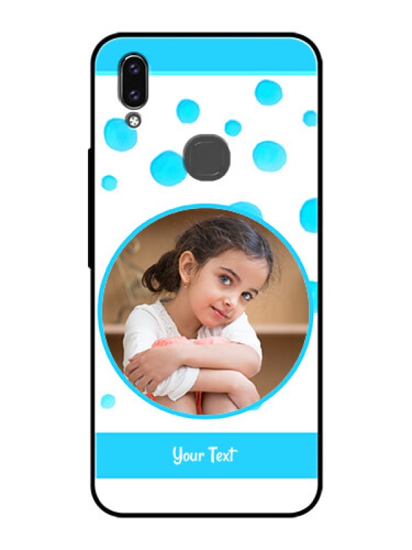 Custom Vivo Y85 Photo Printing on Glass Case - Blue Bubbles Pattern Design