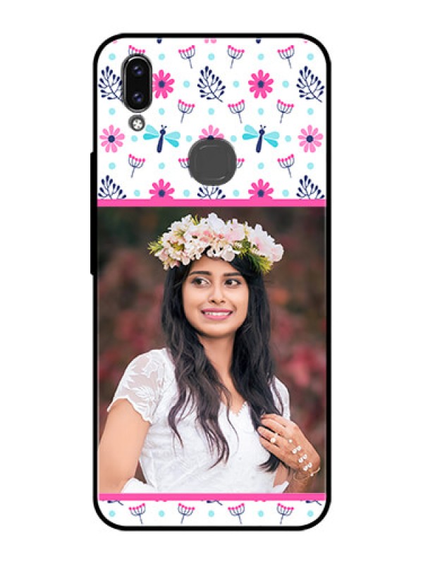 Custom Vivo Y85 Photo Printing on Glass Case - Colorful Flower Design