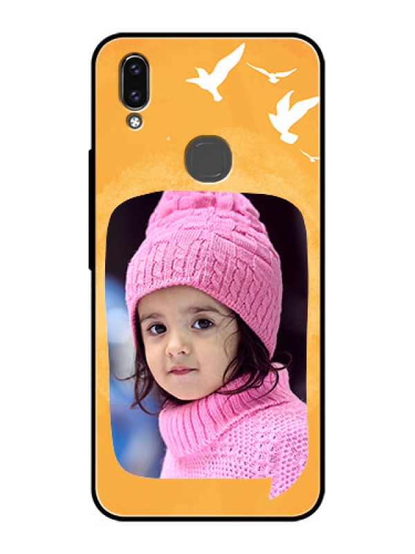 Custom Vivo Y85 Personalized Glass Phone Case - Water Color Design with Bird Icons