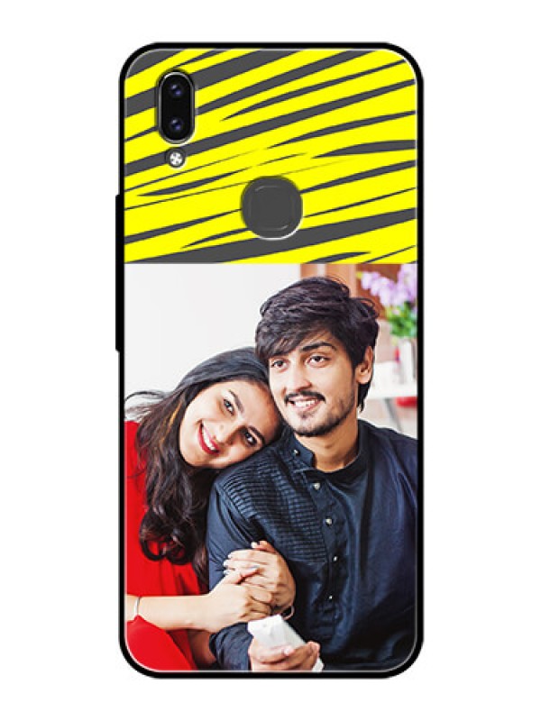 Custom Vivo Y85 Photo Printing on Glass Case - Yellow Abstract Design