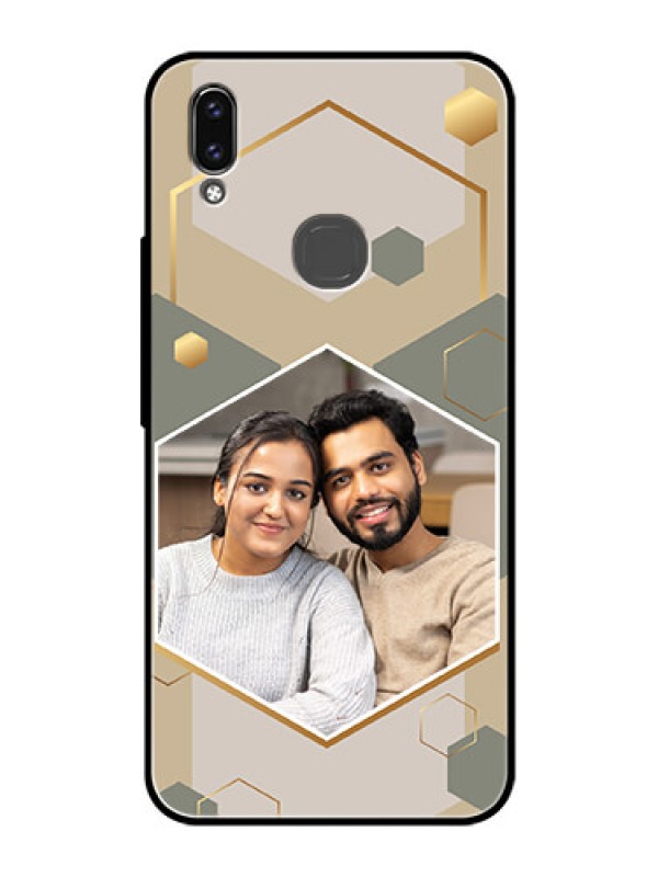 Custom Vivo Y85 Photo Printing on Glass Case - Stylish Hexagon Pattern Design