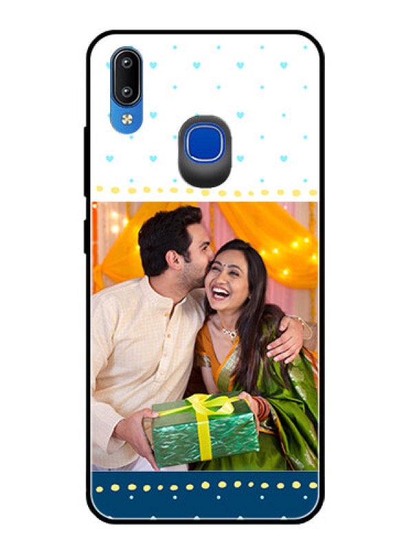 Custom Vivo Y91 Personalized Glass Phone Case  - White and Blue Abstract Design